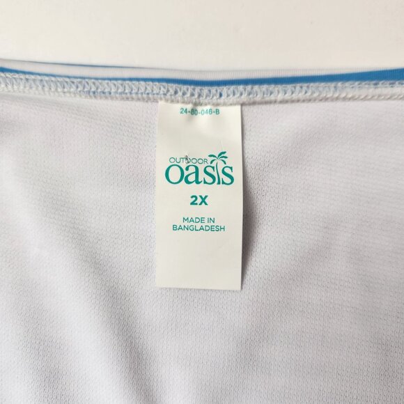 Outdoor Oasis 2X Plus Size High-Waisted Swim Bottoms Blue White Striped NWOT - Picture 2 of 13